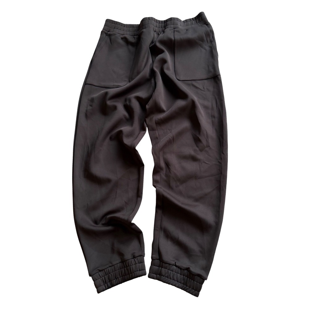 New Baggy Jogger Pants Elastic Waist Black Front Pockets Athleisure Womens L